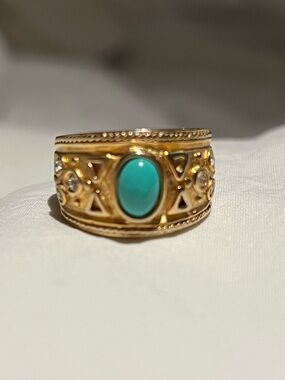 Vintage Joseph Esposito 14K Gold Electroplated Ring withTurquoise Color Stone